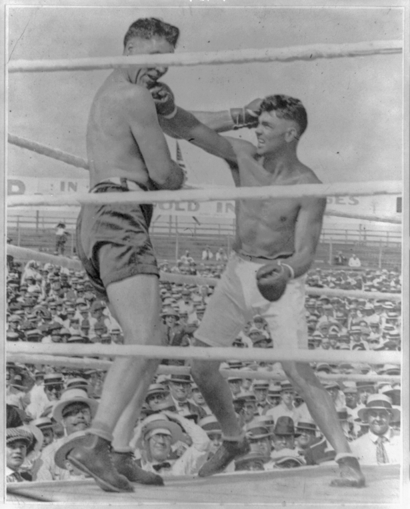 The knockout blow. Willard was unable to answer the bell for the fourth.